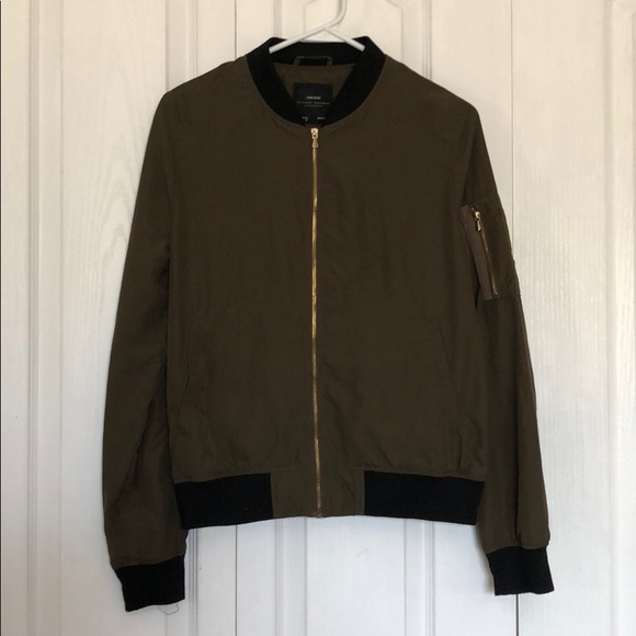 Zara nylon jacket olive green and gold zippers - Picture 1 of 5